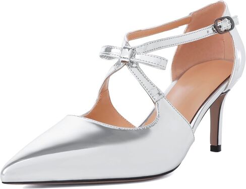 AUMOTED Women Criss Cross Heels Pointed Toe Low Heel Pumps Patent Fashion Dress Shoes for Casual Work US Size 5-13 in Saudi Arabia