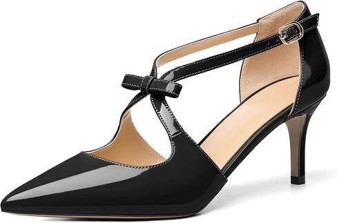 AUMOTED Women Criss Cross Heels Pointed Toe Low Heel Pumps Patent Fashion Dress Shoes for Casual Work US Size 5-13 in Saudi Arabia