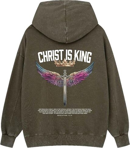 Graphic Hoodies For Men Women Unisex Washed Hoodie Oversized Sweatshirt Wing With Sword in Saudi Arabia