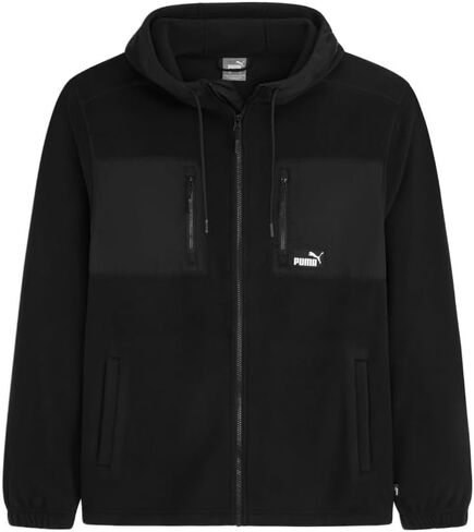 PUMA Mens Polar Fleece Hooded Jacket Athletic Outerwear Casual - Black in Saudi Arabia