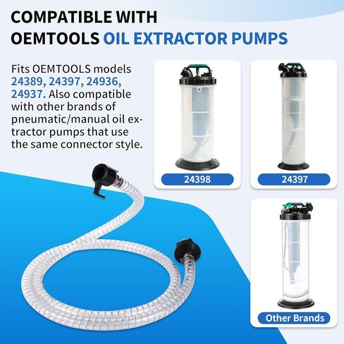 طقم خرطوم مستخرج سائل فراغ مضخة هوائية/يدوية، 5 قطع، خرطوم بولي كلوريد الفينيل بسلك فولاذي 59 بوصة، أنابيب شفط، أنبوب تنفيس وعصا قياس سلكية، متوافق مع OEMTOOLS 24389/24397/24936/24937 مضخات مستخرج الزيت in Kuwait