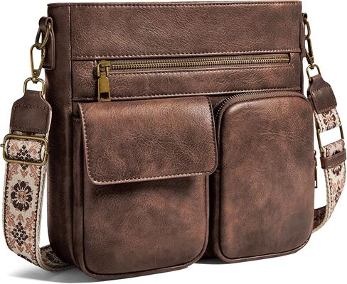 Yarnic Crossbody Bags for Women, Multi Pocket Crossbody Purse Vegan Leather Shoulder Handbags with Guitar Strap in Saudi Arabia