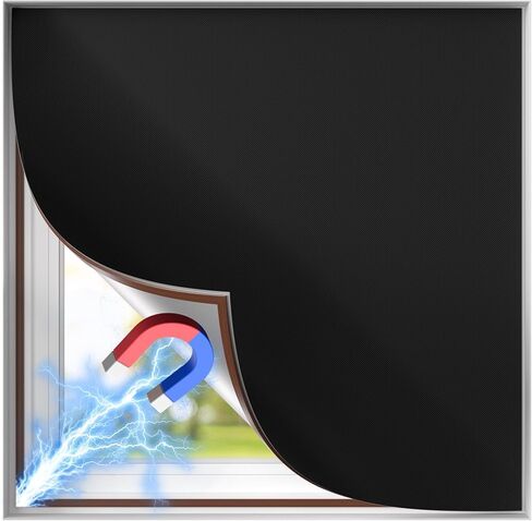 غطاء نافذة أسود بإطار كامل مغناطيسي بدون ستائر تعتيم لظلال نوافذ غرفة النوم ستائر مانعة للضوء بنسبة 100% مقاس 39 × 59 بوصة محمولة DIY للمركبات الترفيهية والحضانة وغرفة الوسائط in Kuwait