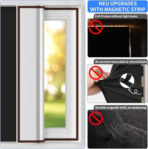 غطاء نافذة أسود بإطار كامل مغناطيسي بدون ستائر تعتيم لظلال نوافذ غرفة النوم ستائر مانعة للضوء بنسبة 100% مقاس 39 × 59 بوصة محمولة DIY للمركبات الترفيهية والحضانة وغرفة الوسائط in Kuwait
