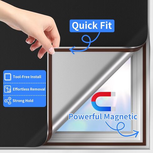 غطاء نافذة أسود بإطار كامل مغناطيسي بدون ستائر تعتيم لظلال نوافذ غرفة النوم ستائر مانعة للضوء بنسبة 100% مقاس 39 × 59 بوصة محمولة DIY للمركبات الترفيهية والحضانة وغرفة الوسائط in Kuwait