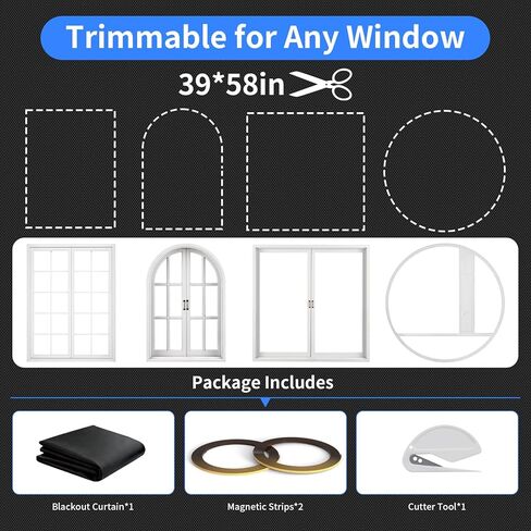 غطاء نافذة أسود بإطار كامل مغناطيسي بدون ستائر تعتيم لظلال نوافذ غرفة النوم ستائر مانعة للضوء بنسبة 100% مقاس 39 × 59 بوصة محمولة DIY للمركبات الترفيهية والحضانة وغرفة الوسائط in Kuwait