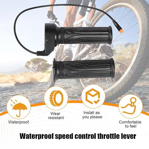 HZEL Ebike خنق قبضة، 1 زوج 20X 3 دبوس دراجة كهربائية مقاومة للماء كامل تويست خنق مسرع المقود قبضة، سكوتر سرعة مقبض تحكم، عالمي للدراجات النارية E-Bike in Saudi Arabia