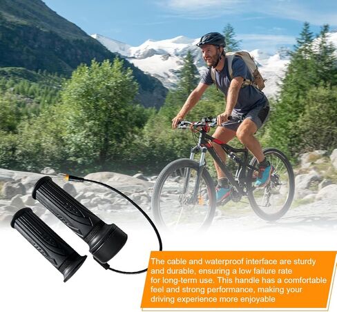 HZEL Ebike خنق قبضة، 1 زوج 20X 3 دبوس دراجة كهربائية مقاومة للماء كامل تويست خنق مسرع المقود قبضة، سكوتر سرعة مقبض تحكم، عالمي للدراجات النارية E-Bike in Saudi Arabia
