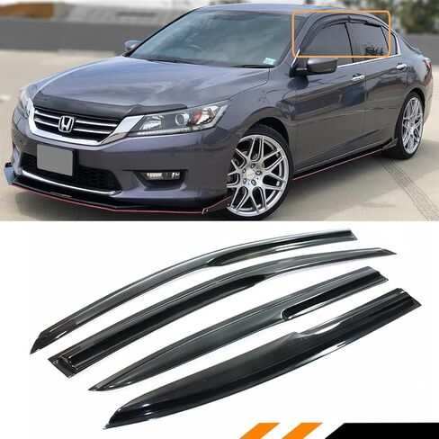 Cuztom Tuning Smoked Window Sun Visor Rain Guard Set Compatible with 2013-2017 9TH Gen Honda Accord 4 Door Sedan in Saudi Arabia