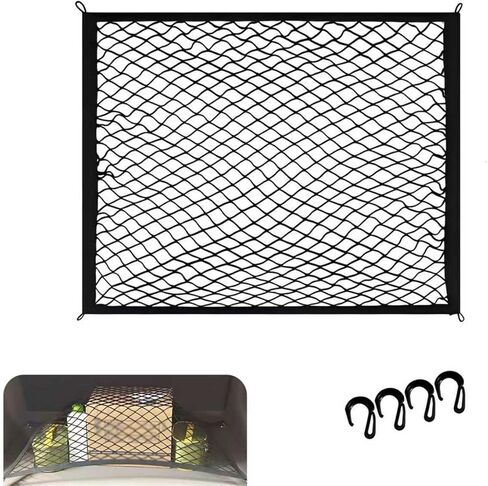 Cargo Net for SUV, Car Trunk Net, Highly Elastic Storage Mesh Nets with Hook, 31.1 x 23.6 Inches Stretch to 62.99 x 47.24 Inches Organizer, Universal for Most Cars, SUVs (Black) in Saudi Arabia