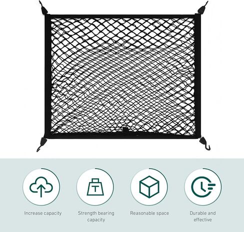 Cargo Net for SUV, Car Trunk Net, Highly Elastic Storage Mesh Nets with Hook, 31.1 x 23.6 Inches Stretch to 62.99 x 47.24 Inches Organizer, Universal for Most Cars, SUVs (Black) in Saudi Arabia