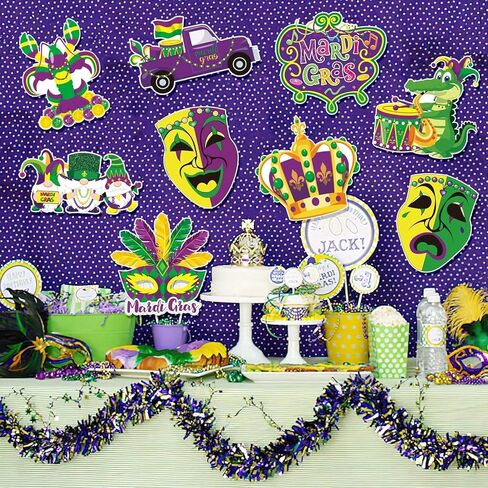 UPINS فتحات كبيرة من Mardi Gras، ديكورات حفلات الكرنفال، كوميديا ​​مأساة وجه، قطع من الورق المقوى مع نقاط لاصقة لعوامات Mardi Gras، ديكورات حفلات المنزل والباب الخارجي - 9 قطع in Saudi Arabia