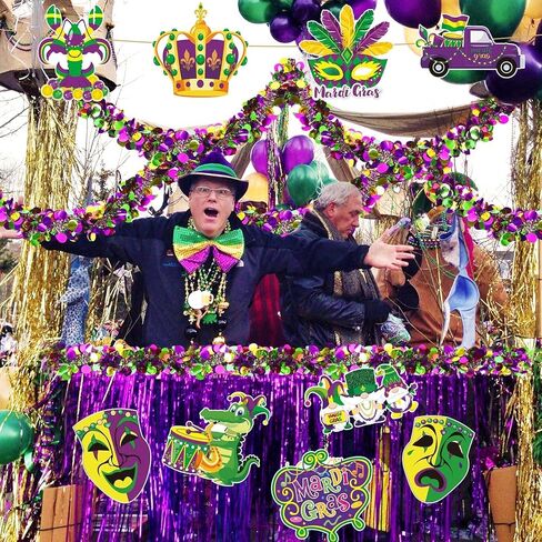 UPINS فتحات كبيرة من Mardi Gras، ديكورات حفلات الكرنفال، كوميديا ​​مأساة وجه، قطع من الورق المقوى مع نقاط لاصقة لعوامات Mardi Gras، ديكورات حفلات المنزل والباب الخارجي - 9 قطع in Saudi Arabia