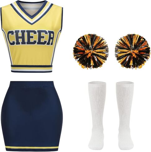 LMYOVE Women's 2 Piece Cheerleading Outfit Set, Adult cheerleader uniforms - Sleeveless Crop Top in Saudi Arabia