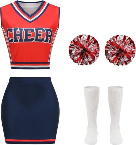 LMYOVE Women's 2 Piece Cheerleading Outfit Set, Adult cheerleader uniforms - Sleeveless Crop Top in Saudi Arabia