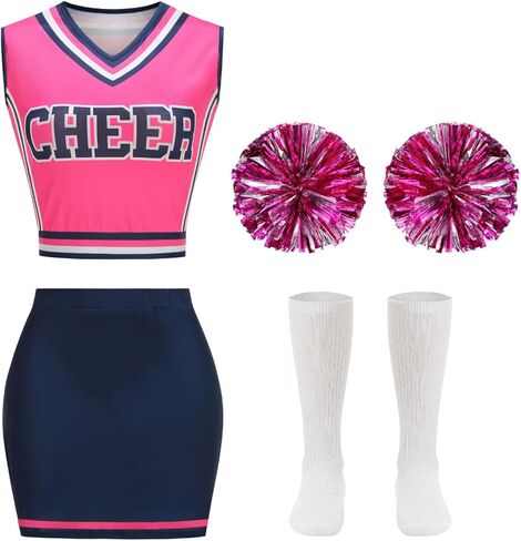 LMYOVE Women's 2 Piece Cheerleading Outfit Set, Adult cheerleader uniforms - Sleeveless Crop Top in Saudi Arabia