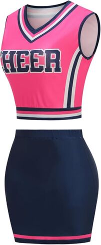 LMYOVE Women's 2 Piece Cheerleading Outfit Set, Adult cheerleader uniforms - Sleeveless Crop Top in Saudi Arabia