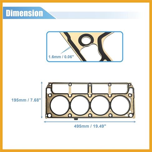 2pcs Cylinder Head Gasket Engine Gasket 12589226 12573949 for for Chevy Silverado 1500 4.8L 5.3L for GMC Yukon XL 1500 Stainless Steel Replacement in Saudi Arabia