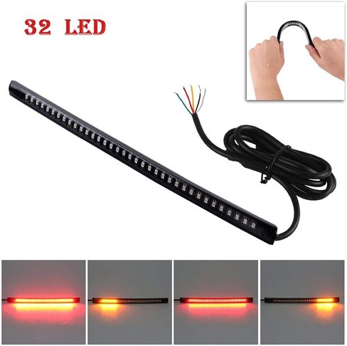 شريط إضاءة LED عالمي 32 بوصة من Heart Horse، إشارة توقف فرامل الذيل 3528 SMD 8 بوصة أضواء لوحة ترخيص LED مرنة للدراجات النارية والدراجات النارية ATV والسيارات RV SUV in Saudi Arabia