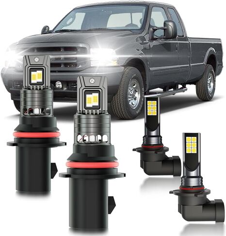 يناسب مجموعة مصابيح الضباب Ford F250 لعام 1999-2004، 4 قطع شعاع مزدوج أبيض فائق السطوع وحزمة مصابيح الضباب، مقاس 1:1 مثل مصابيح المخزون، التوصيل والتشغيل in Saudi Arabia
