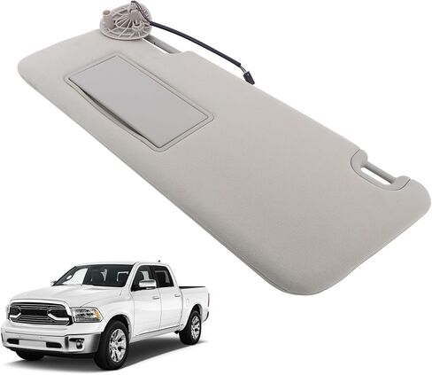 GXYWADY Gray Sun Visor Left Driver Side with Lights and Mirror Replacement for Ram 1500 2500 3500 2013 2014 2015 2016 2017 2018 Replacement for 1VF25BD1AD in Saudi Arabia