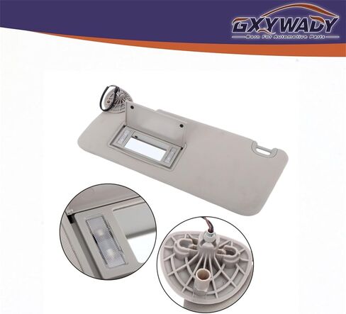 GXYWADY Gray Sun Visor Left Driver Side with Lights and Mirror Replacement for Ram 1500 2500 3500 2013 2014 2015 2016 2017 2018 Replacement for 1VF25BD1AD in Saudi Arabia