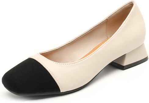 Women's Pumps Shoes Platform Low Heels Square Toe Chunky Heels Leather Solid Granny Walk Shoes Mid Heel Closed Toe Block Heels Soft-Soled Slip Ons Loafer Anti-slip Dress Shoes Casual Office Party in Saudi Arabia