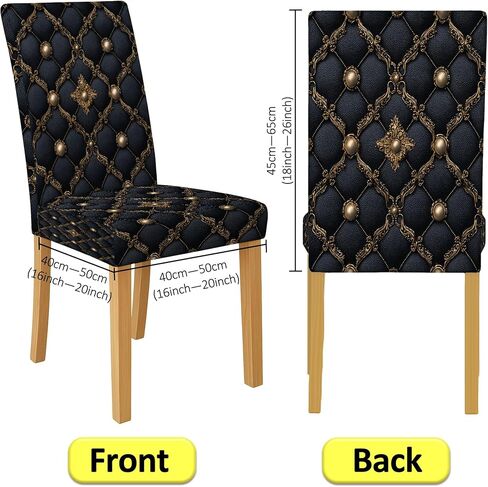 Elegant Black and Gold Chair Covers for Dining Chairs, Stretch & Washable Spandex Seat Protectors, Luxurious Decorative Slipcovers for Modern Home 6PCS in Saudi Arabia
