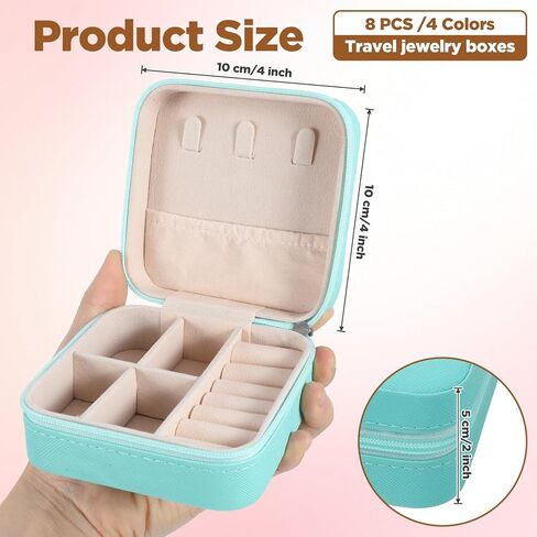 Mini Travel Jewelry Case, Portable Jewelry Organizer Box, Multi-Compartment Storage for Earrings, Necklaces, Rings, Gift for Women, Girls, 8 Pcs, 4 Colors in Saudi Arabia
