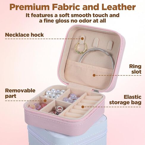 Mini Travel Jewelry Case, Portable Jewelry Organizer Box, Multi-Compartment Storage for Earrings, Necklaces, Rings, Gift for Women, Girls, 8 Pcs, 4 Colors in Saudi Arabia