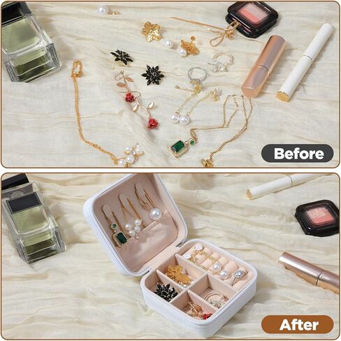 Mini Travel Jewelry Case, Portable Jewelry Organizer Box, Multi-Compartment Storage for Earrings, Necklaces, Rings, Gift for Women, Girls, 8 Pcs, 4 Colors in Saudi Arabia
