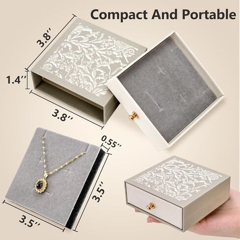 8 Pack Cardboard Jewelry Gift Boxes, 3.8x3.8x1.4 Inch Square Jewelry Box with Lids and Gold Handle, Necklace Earrings Ring Packing Boxes Case for Birthday, Valentine's Day, Christmas, Gray in Saudi Arabia