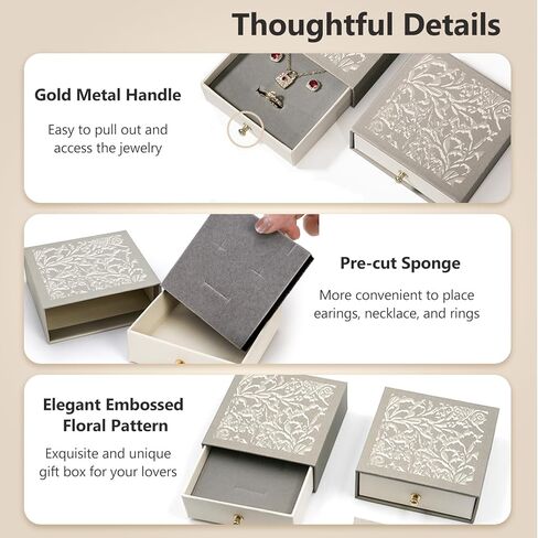 8 Pack Cardboard Jewelry Gift Boxes, 3.8x3.8x1.4 Inch Square Jewelry Box with Lids and Gold Handle, Necklace Earrings Ring Packing Boxes Case for Birthday, Valentine's Day, Christmas, Gray in Saudi Arabia