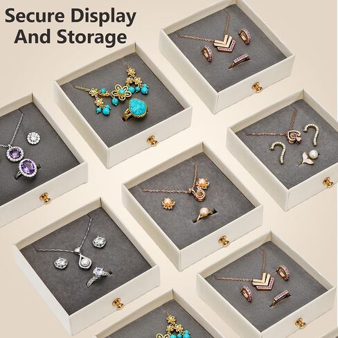 8 Pack Cardboard Jewelry Gift Boxes, 3.8x3.8x1.4 Inch Square Jewelry Box with Lids and Gold Handle, Necklace Earrings Ring Packing Boxes Case for Birthday, Valentine's Day, Christmas, Gray in Saudi Arabia