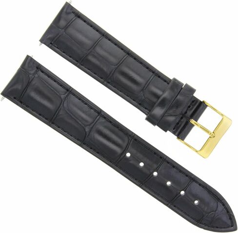 Ewatchparts 19mm Leather Watch Band Strap Compatible With 39mm Baume Mercier Classima Watch Black With Gold Buckle in Saudi Arabia