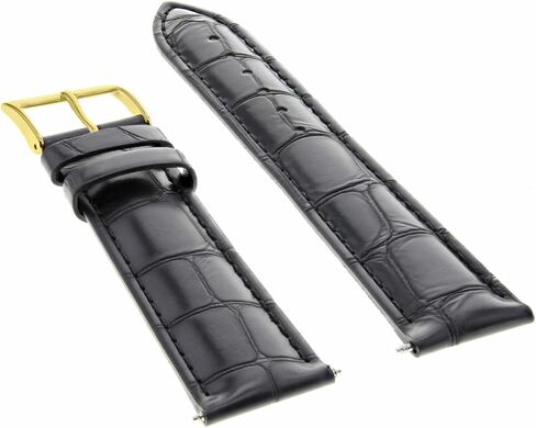 Ewatchparts 19mm Leather Watch Band Strap Compatible With 39mm Baume Mercier Classima Watch Black With Gold Buckle in Saudi Arabia