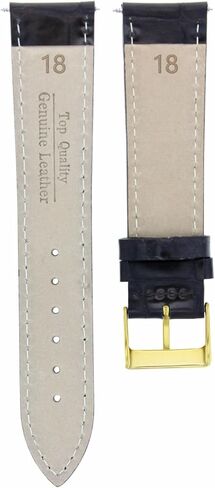 Ewatchparts 19mm Leather Watch Band Strap Compatible With 39mm Baume Mercier Classima Watch Black With Gold Buckle in Saudi Arabia