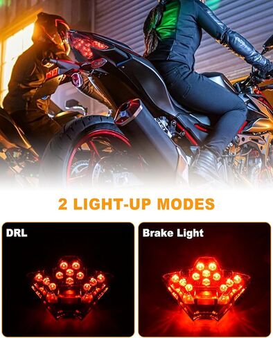 مصباح خلفي LED للدراجة النارية Ninja 500 Z500 24-25، ضوء خلفي للفرامل المدخن المتكامل لملحقات Kawasaki Ninja 500 Z 500 2024-2025 in Saudi Arabia