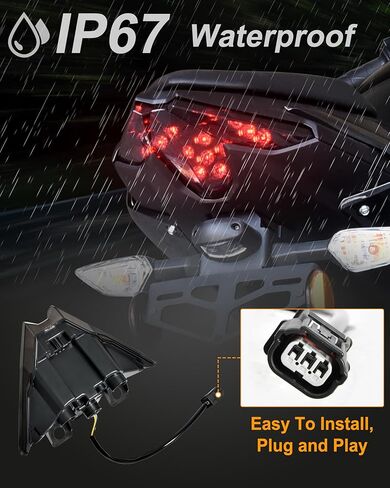 مصباح خلفي LED للدراجة النارية Ninja 500 Z500 24-25، ضوء خلفي للفرامل المدخن المتكامل لملحقات Kawasaki Ninja 500 Z 500 2024-2025 in Saudi Arabia