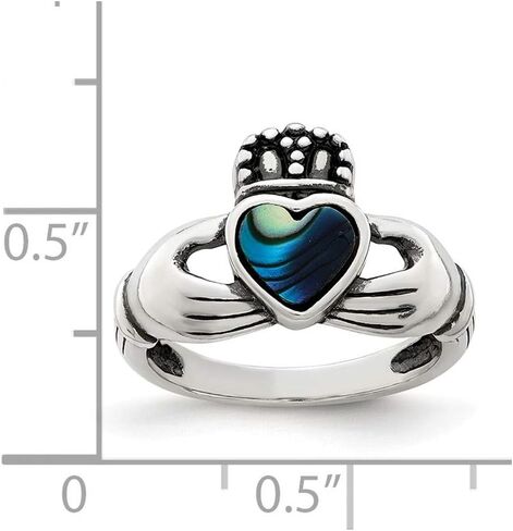 الصلبة 925 الفضة الاسترليني خمر أذن البحر العتيقة والمينا الأيرلندية Claddagh سلتيك حلقة الفرقة in Saudi Arabia
