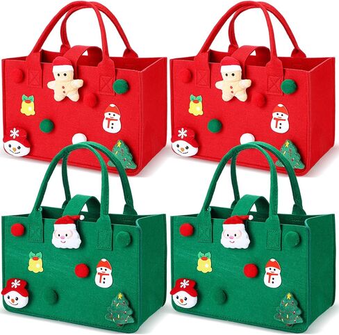 Remagr 2 Pcs Christmas Gift Bags Felt Christmas Tote Bags with Handles Reusable Snowman and Gingerbread Man Treat Boxes for Xmas Holiday Party in Saudi Arabia