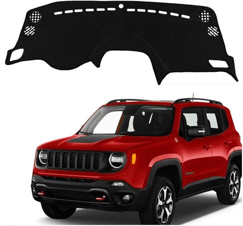 وسادة غطاء لوحة القيادة - متوافقة مع Jeep Renegade SUV Sport Latitude Limited Trailhawk 2015-2023 | حصيرة اندفاعة ملائمة مخصصة | حماية ضد التوهج والأشعة فوق البنفسجية | لوحة حماية داخلية للوحة القيادة in Saudi Arabia
