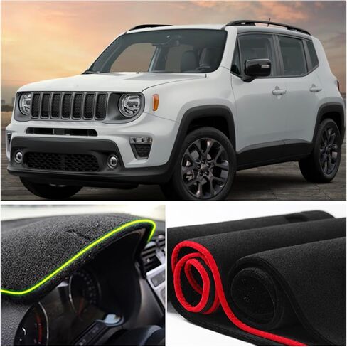 وسادة غطاء لوحة القيادة - متوافقة مع Jeep Renegade SUV Sport Latitude Limited Trailhawk 2015-2023 | حصيرة اندفاعة ملائمة مخصصة | حماية ضد التوهج والأشعة فوق البنفسجية | لوحة حماية داخلية للوحة القيادة in Saudi Arabia