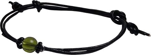 Real 6MM or 8MM Moldavite Bead on Stainless Steel-Copper-Bronze-Niobium-Black Iron-Gold-Rose Gold-Titanium Wire on a Leather or Waxed Cord Adjustable Friendship Bracelet in Saudi Arabia