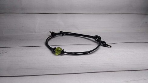 Real 6MM or 8MM Moldavite Bead on Stainless Steel-Copper-Bronze-Niobium-Black Iron-Gold-Rose Gold-Titanium Wire on a Leather or Waxed Cord Adjustable Friendship Bracelet in Saudi Arabia