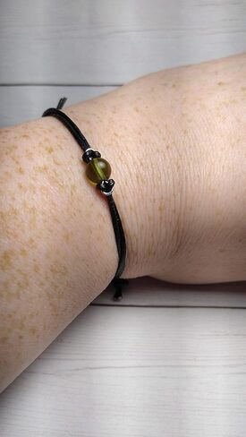 Real 6MM or 8MM Moldavite Bead on Stainless Steel-Copper-Bronze-Niobium-Black Iron-Gold-Rose Gold-Titanium Wire on a Leather or Waxed Cord Adjustable Friendship Bracelet in Saudi Arabia