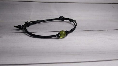 Real 6MM or 8MM Moldavite Bead on Stainless Steel-Copper-Bronze-Niobium-Black Iron-Gold-Rose Gold-Titanium Wire on a Leather or Waxed Cord Adjustable Friendship Bracelet in Saudi Arabia