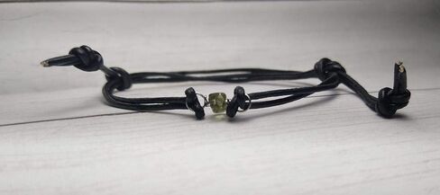 Real 6MM or 8MM Moldavite Bead on Stainless Steel-Copper-Bronze-Niobium-Black Iron-Gold-Rose Gold-Titanium Wire on a Leather or Waxed Cord Adjustable Friendship Bracelet in Saudi Arabia
