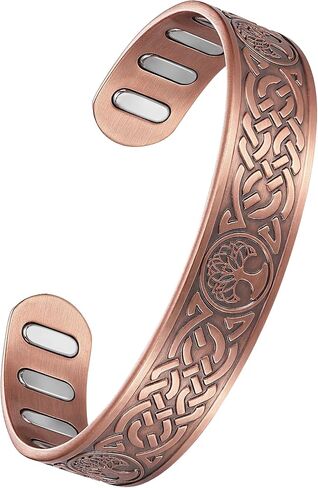 Jecanori Copper Magnetic Bracelets for Men and Women–Upgraded Oval Magnets-Adjustable Cuff Bangles in Saudi Arabia