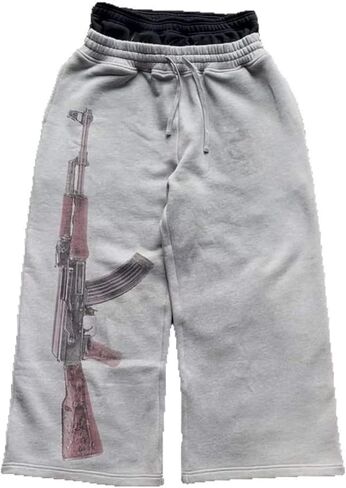 Double Waisted Sweatpants Graphic AK47 Y2k Baggy Sweatpants Men with Elastic Waisted Casual Wide Leg Pants Streetwear in Saudi Arabia